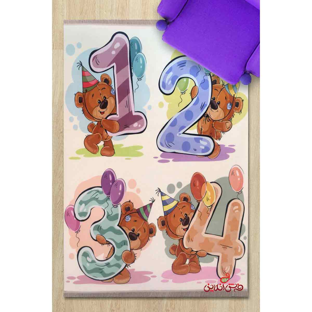 فرش ماشینی کودک کلاریس خرس و تولد کد 100239