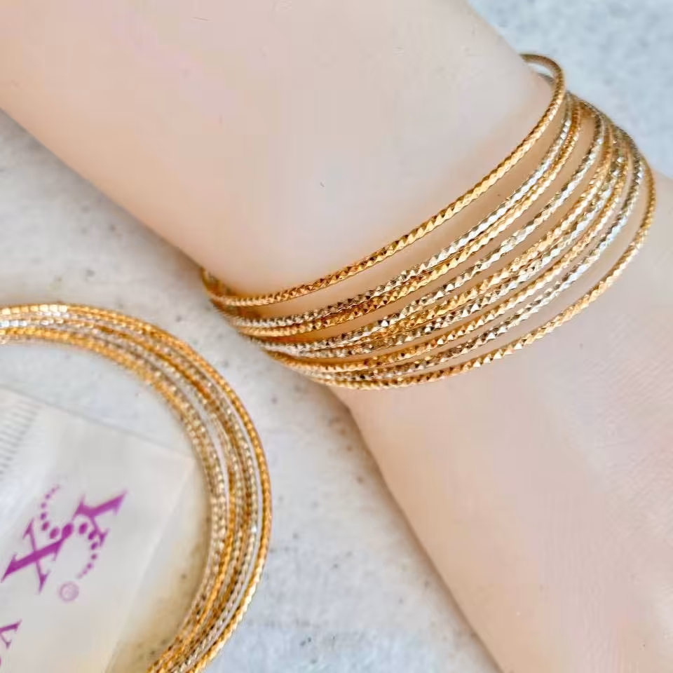 دستبند ysx مدل النگویی چند ردیفه طلایی-نقره ای