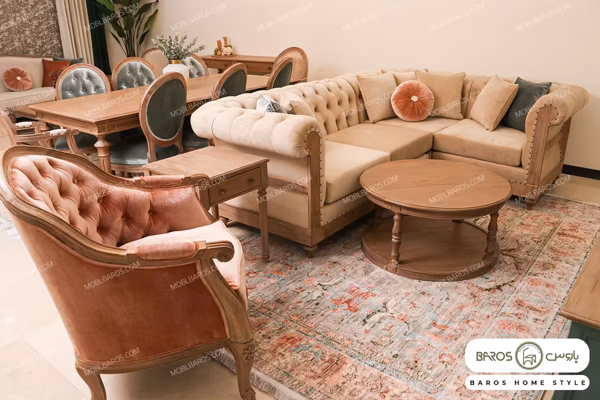 مبل راحتی ال و تک نفره سفارشی مرجان کد 2