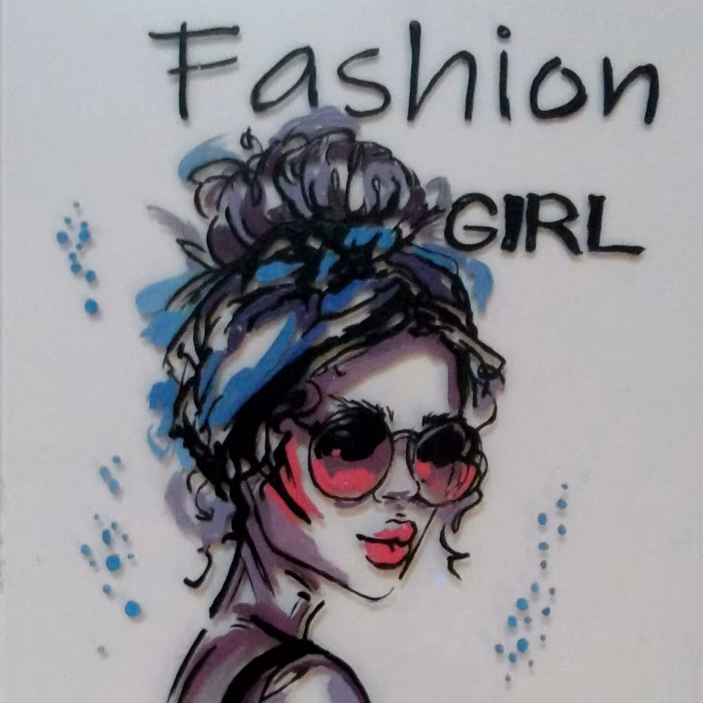 تابلونقاشی فانتزی روی شیشه با قاب سفید چوبی،21 در 41