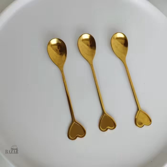 قاشق چای خوری کوچک طلایی طرح قلب