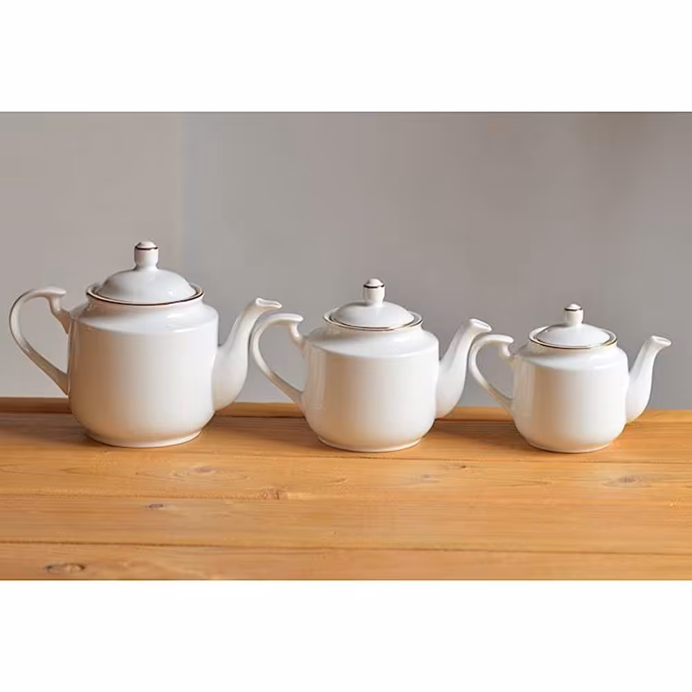 سرویس قوری لب طلا چینی زرین - سه سایز قوری لب طلایی - ارسال رایگان