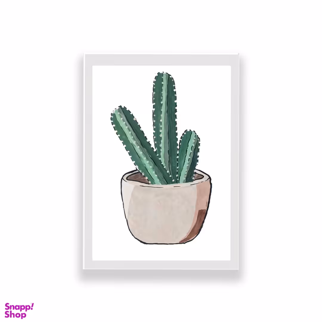 تابلو طرح گلدان کاکتوس