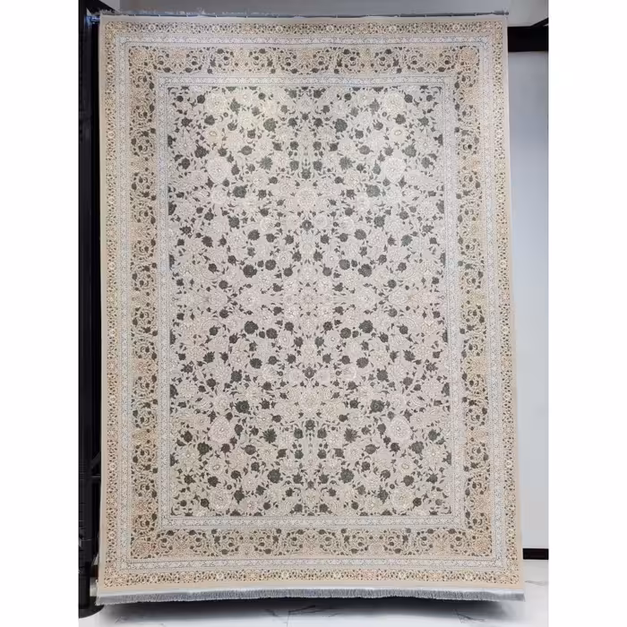 فرش ماشینی کاشان 1200شانه تراکم 3600 سایز 12 متری