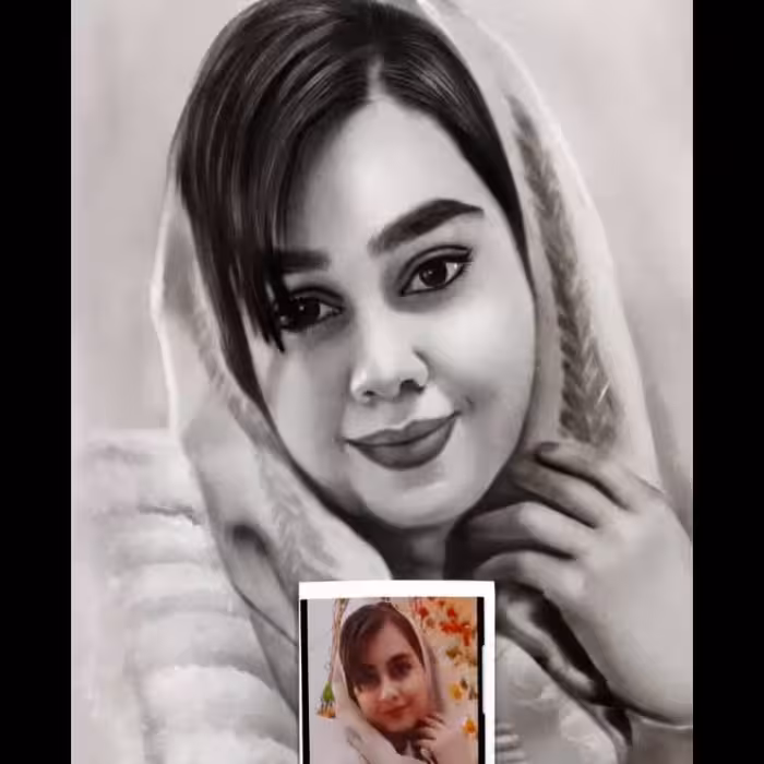 سفارش مشتری،طراحی چهره مطابق با  عکس،تکنیک سیاه قلم،ابعاد 30*40