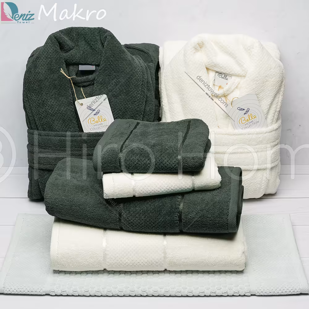 ست دو نفره طرح ماکرو رنگ شیری و زیتونی