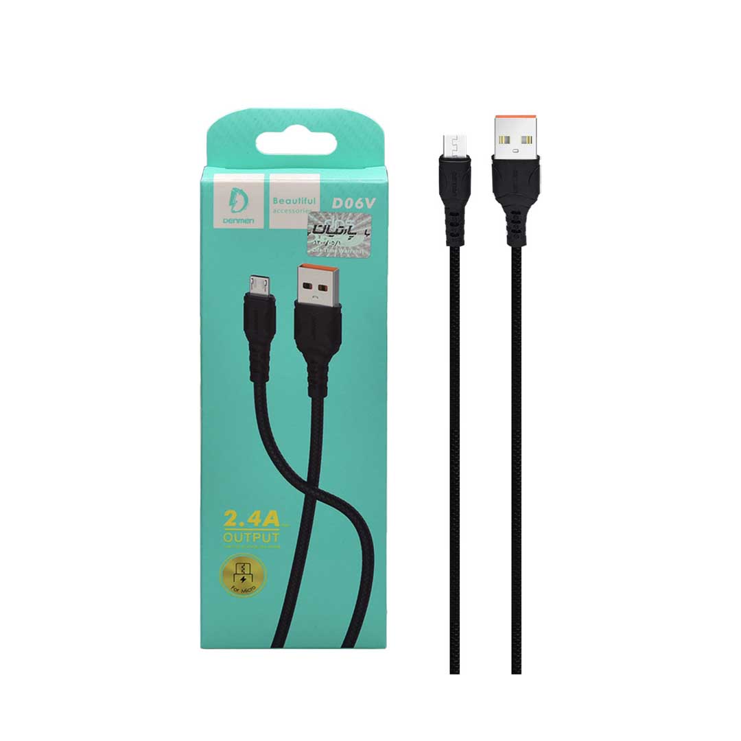 کابل شارژ فست اندروید DENMEN مدل D01V پک دار - مشکی