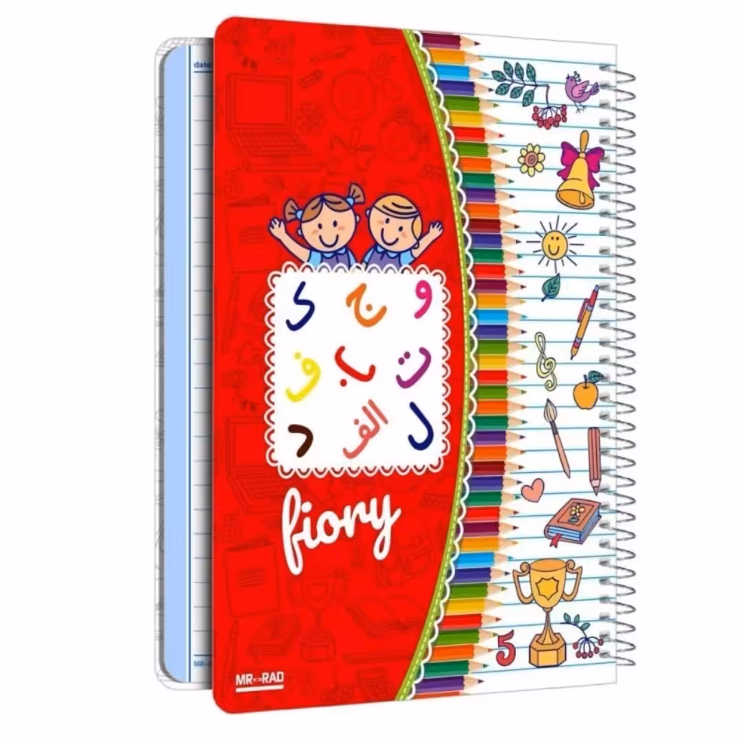 دفتر خط آبی طرح مداد رنگی (دفتر مشق فانتزی ) سایز17در 24 