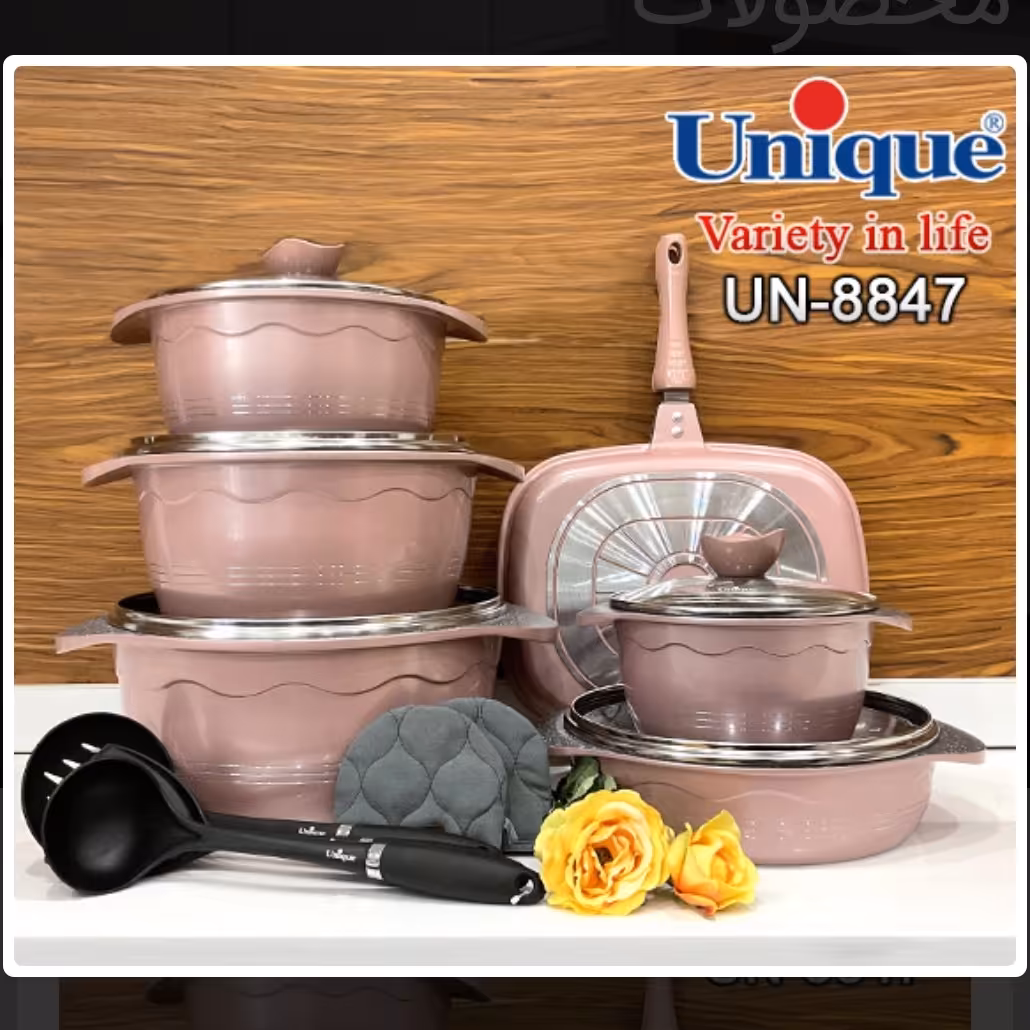 سرویس قابلمه یونیک 15 پارچه رزگلد بلا مدل 8847

