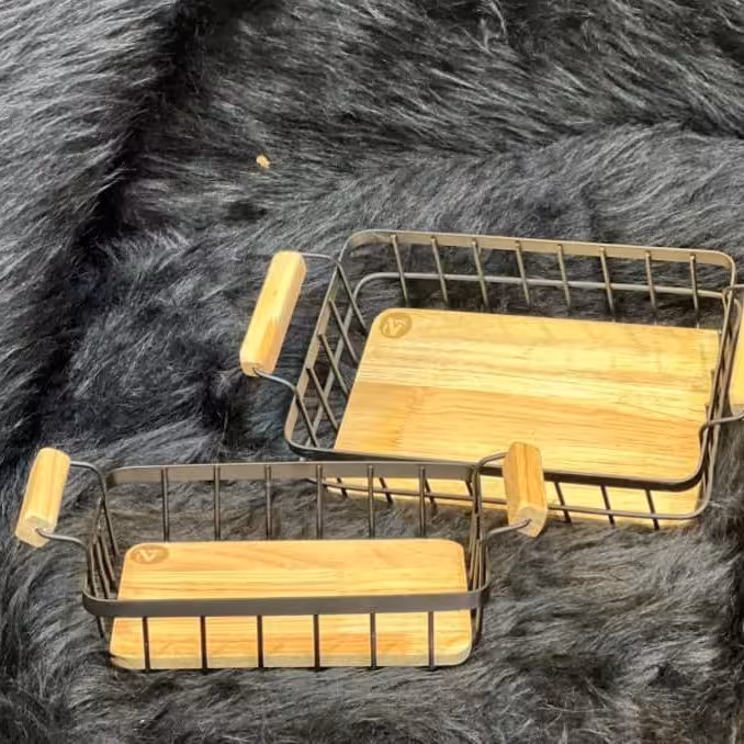 سینی مستطیل دسته چوبی