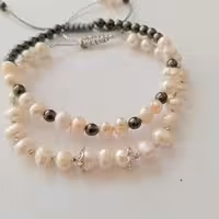 دستبند مروارید با خرجکار نقره