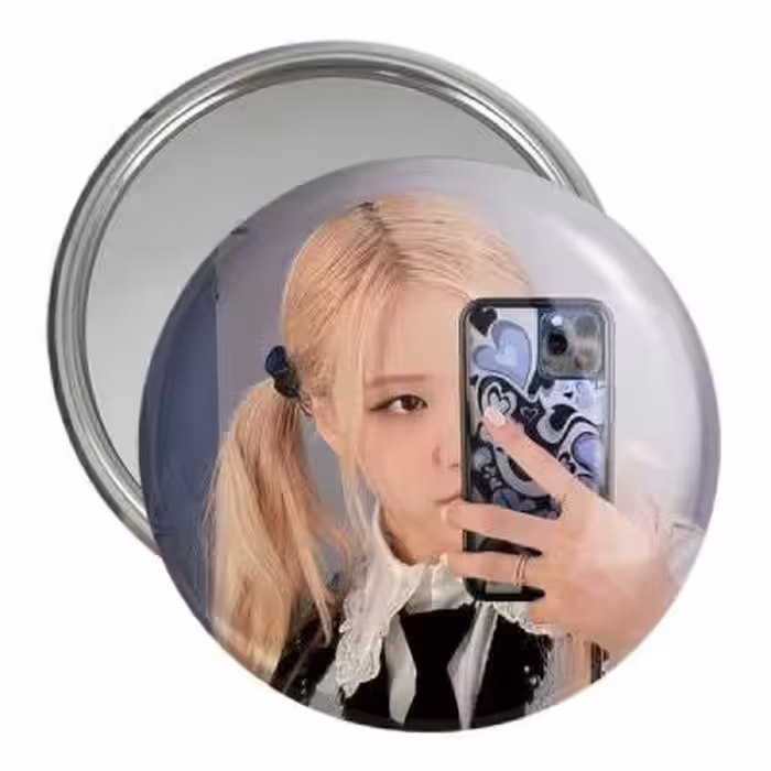آینه جیبی خندالو مدل رزی بلک پینک Black Pink کد 14445