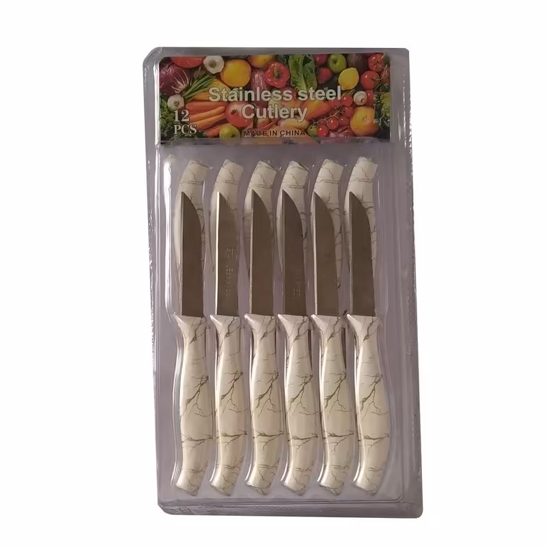 کارد میوه خوری ارّه ای 12 عددی طرح ماربل 