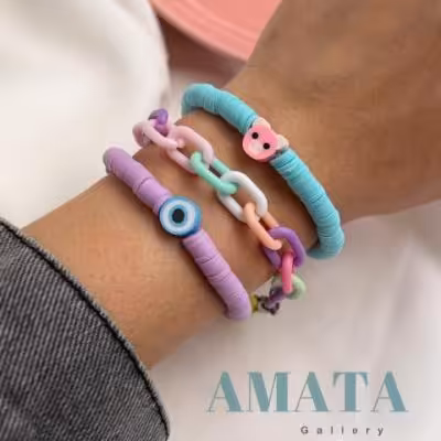 دستبند سه تایی فیمو و چشمنظر