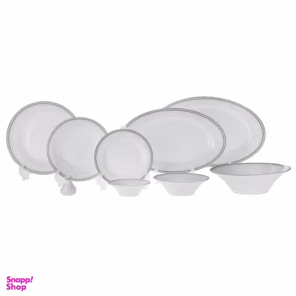 سرویس غذاخوری 35 پارچه چینی زرین ایران سری شهرزاد مدل وایت رز درجه یک