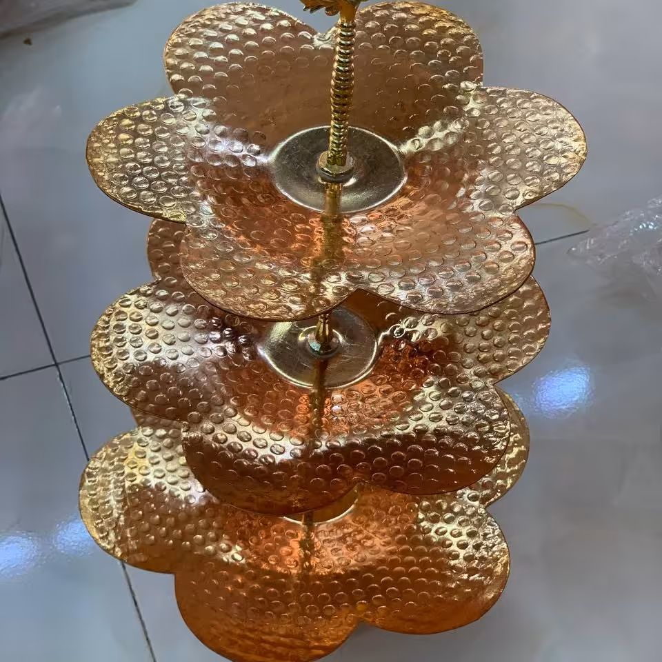 شیرینی خوری مسی  سه طبقه طرح گل