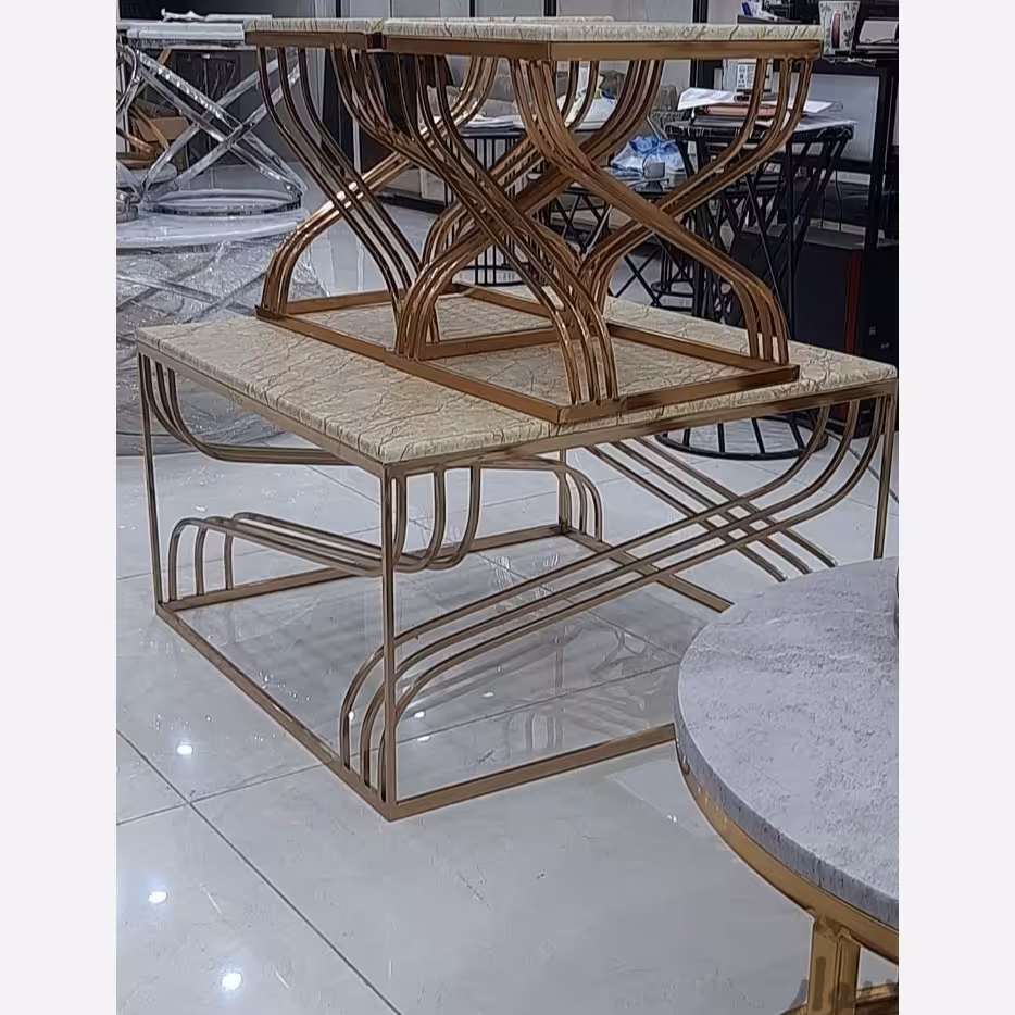 میز عسلی و جلو مبلی مدل دریا(آبکاری درجه 1 فورتیک)(ارسال با باربری و به صورت پس کرایه)