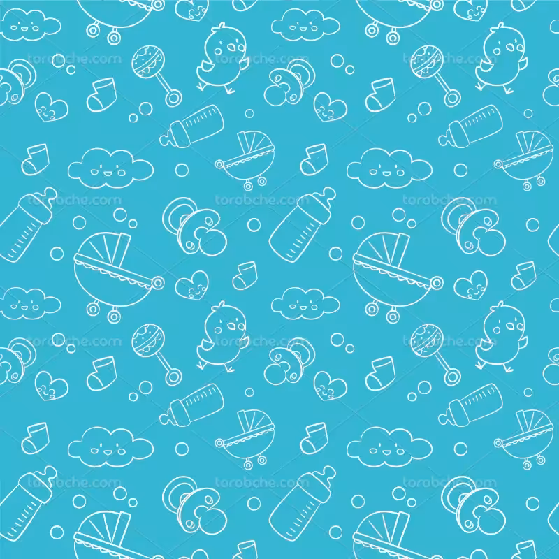 وکتور پترن وسایل نوزاد | گرافیک با طعم تربچه