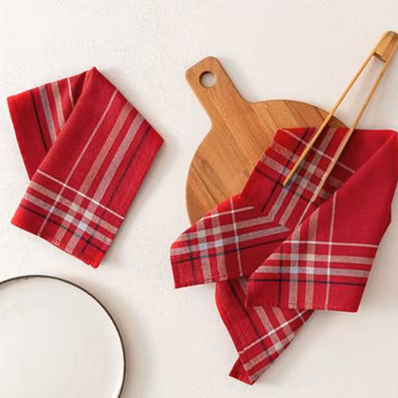 دستمال آشپزخانه مادام کوکو مدل Brigitte بسته 2 عددی رنگ قرمز