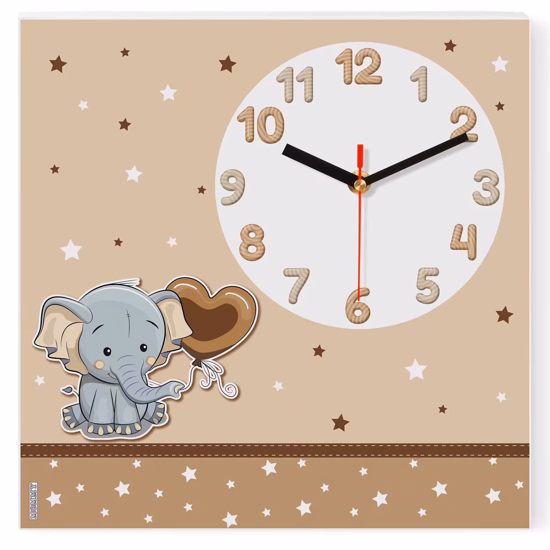 ساعت دیواری کودک MOMMY طرح فیل و قلب کد 1116