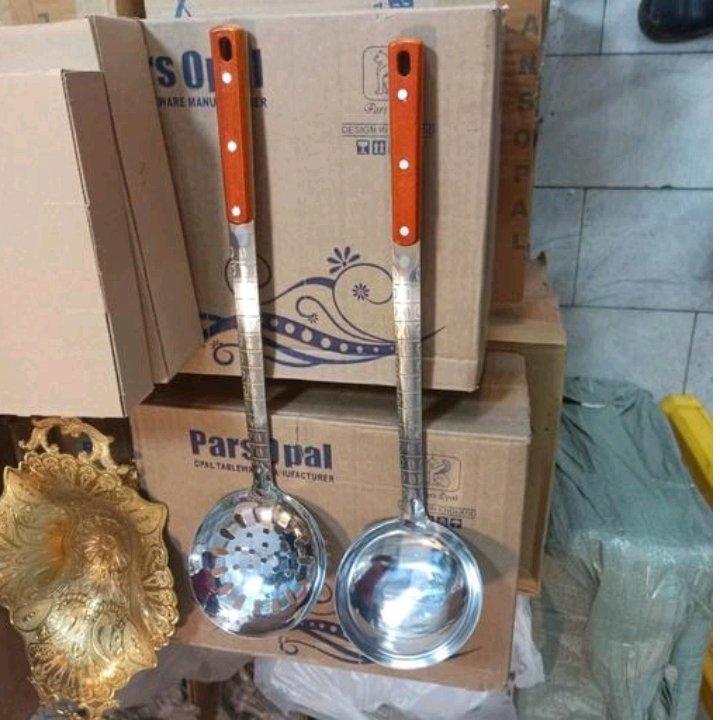 کف گیر استیل دسته چوبی 43سانتی