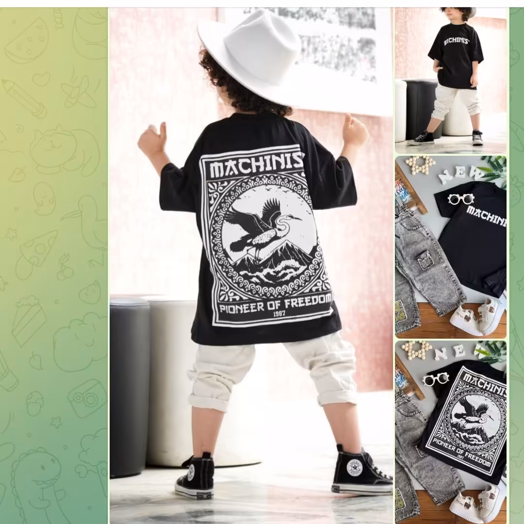 تیشرت مشکی  پسرانه دخترانه  سایز 45و50و55ماچینست لش و لانک  جنس پنبه پشت و رو چاپ ورق بزن چاپ پشتش عالیه