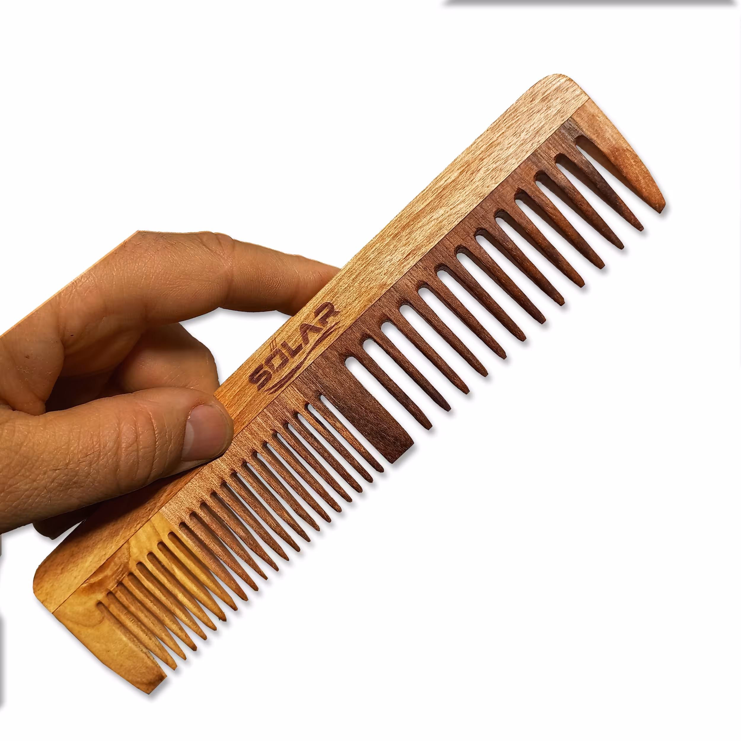 شانه چوبی دندانه ریز و درشت نوستالوژی ساخته شده با چوب گردو