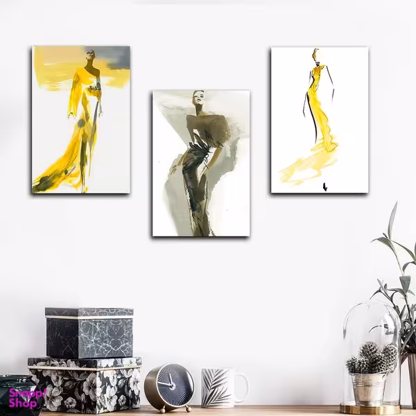 تابلو شاسی بکلیت طرح نقاشی مدرن مدلینگ مدل SH-1693 مجموعه 3 عددی