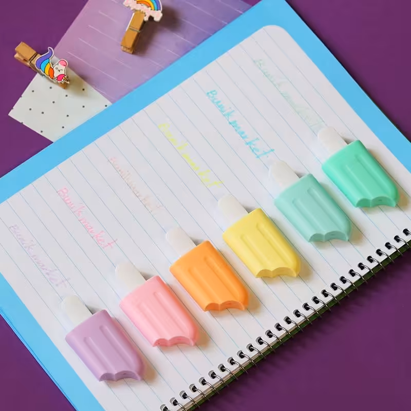 ماژیک هایلایت مینی بستنی گاز خورده
دارای 6 رنگ متفاوت پاستیلی و ملیح
بسیار روان و با کیفیت
نوع نوک تخت 