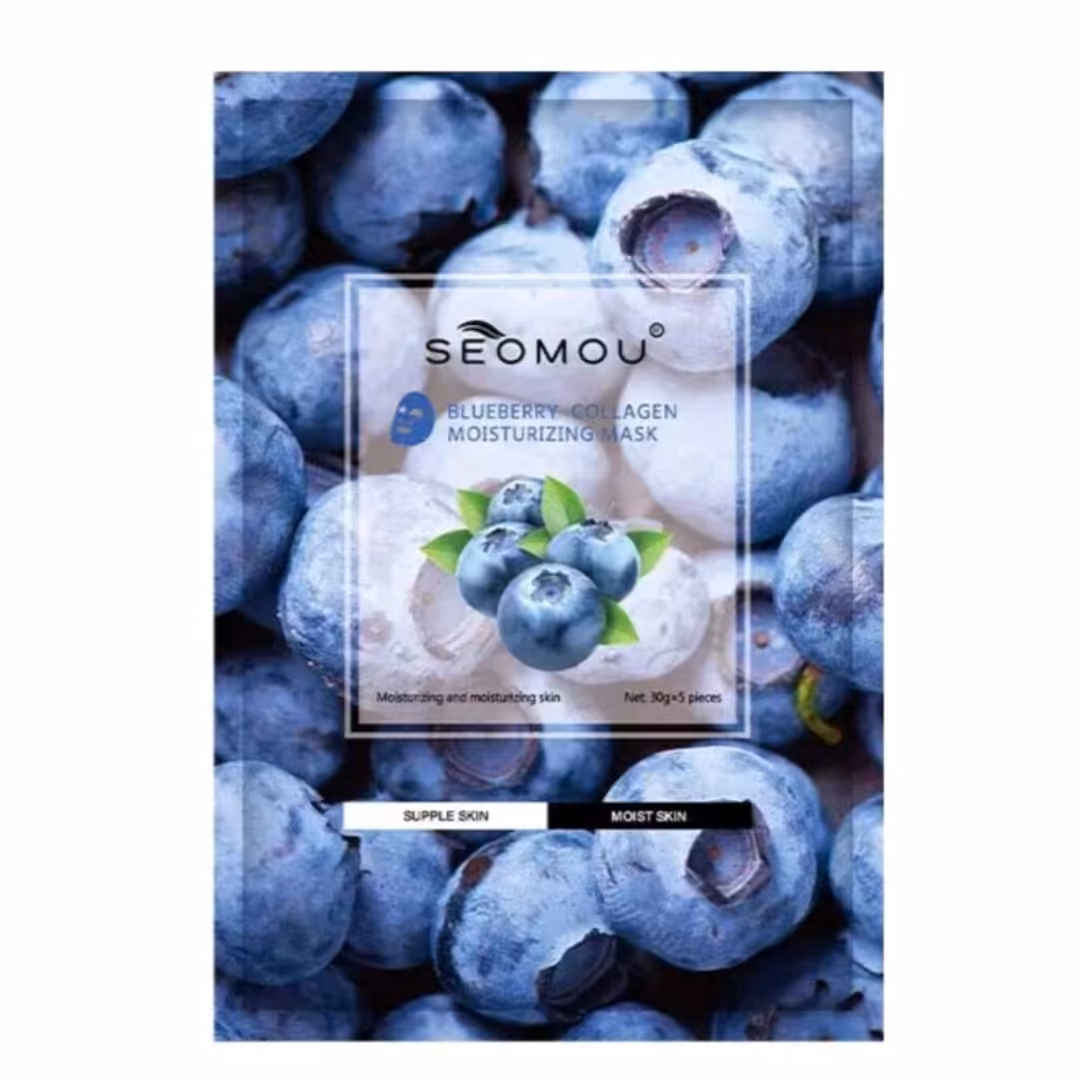 ماسک ورقه ای بلوبری30 گرمی روشن کننده ی پوست سیموئه(آرایشی شین بیوتی)