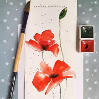 نقاشی آبرنگ طرح گل شقایق