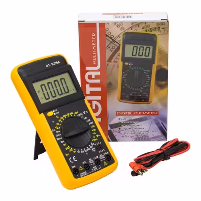 خرید اهمتر دیجیتال مدل DT9205A | مولتی‌متر دیجیتال با دقت بالا برای اندازه‌گیری ولتاژ، جریان و مقاومت