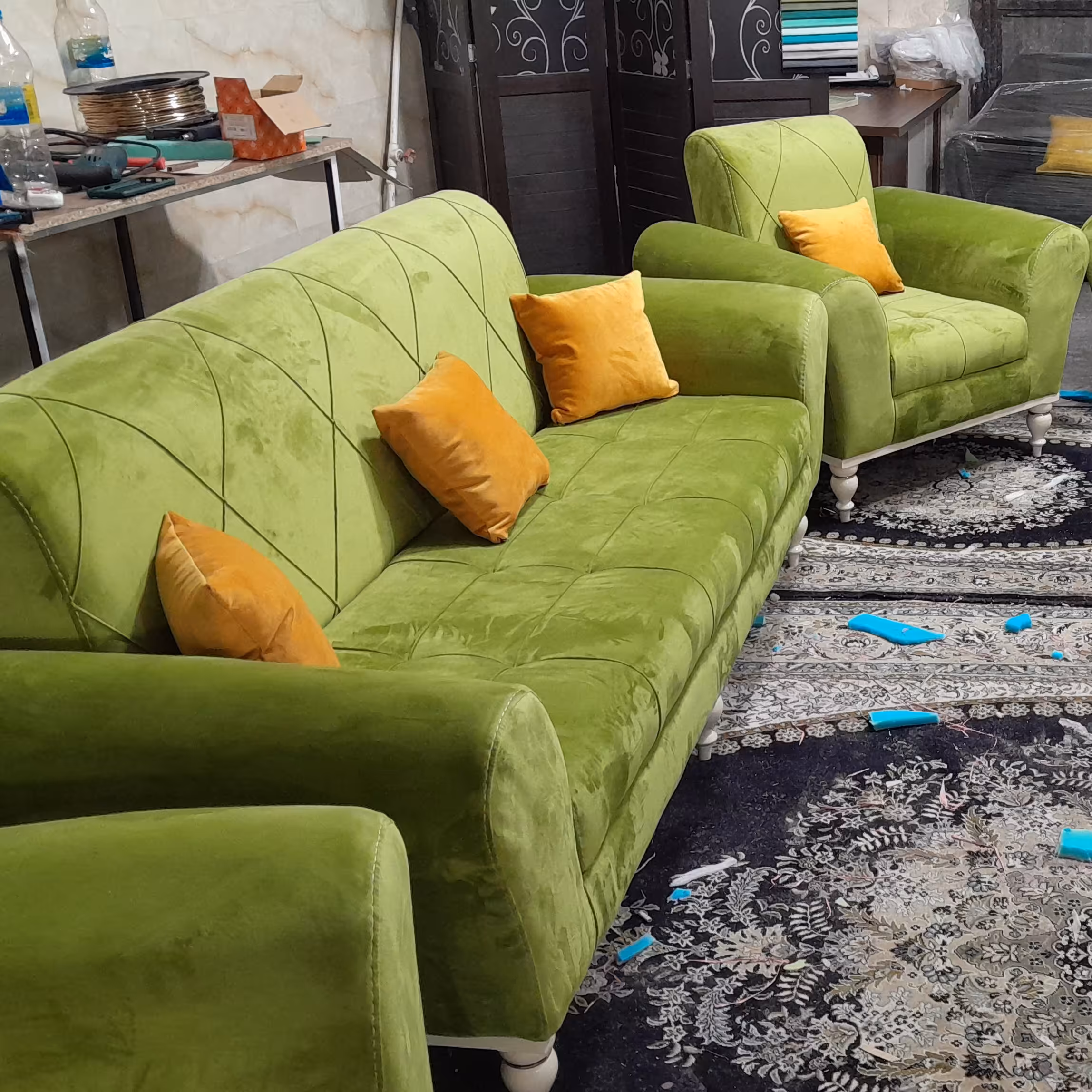 مبل راحتی هفت نفره اسکالت با کلاف چوب روسی و پارچه جاسمین شیک و مقاوم