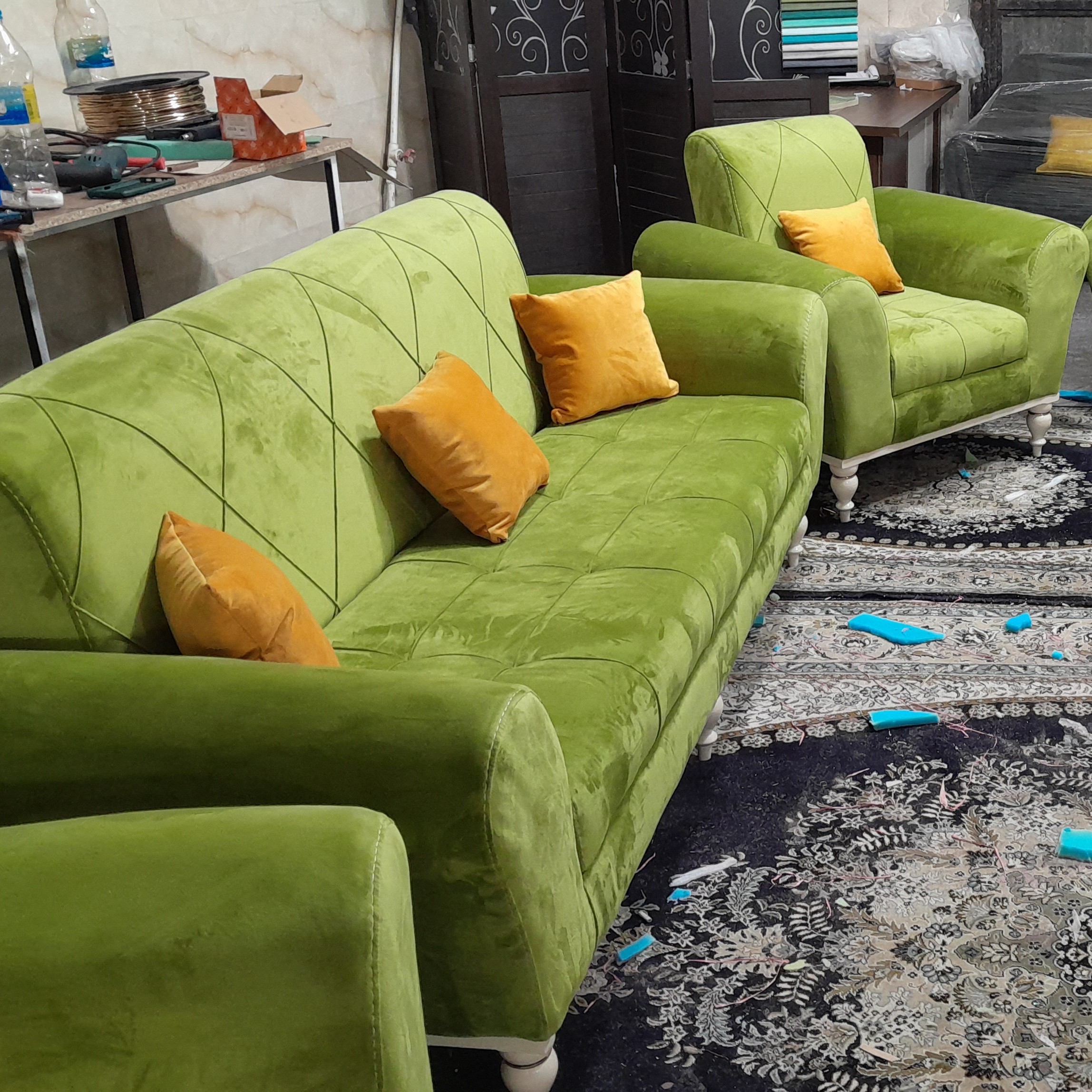 مبل راحتی هفت نفره اسکالت با کلاف چوب روسی و پارچه جاسمین شیک و مقاوم