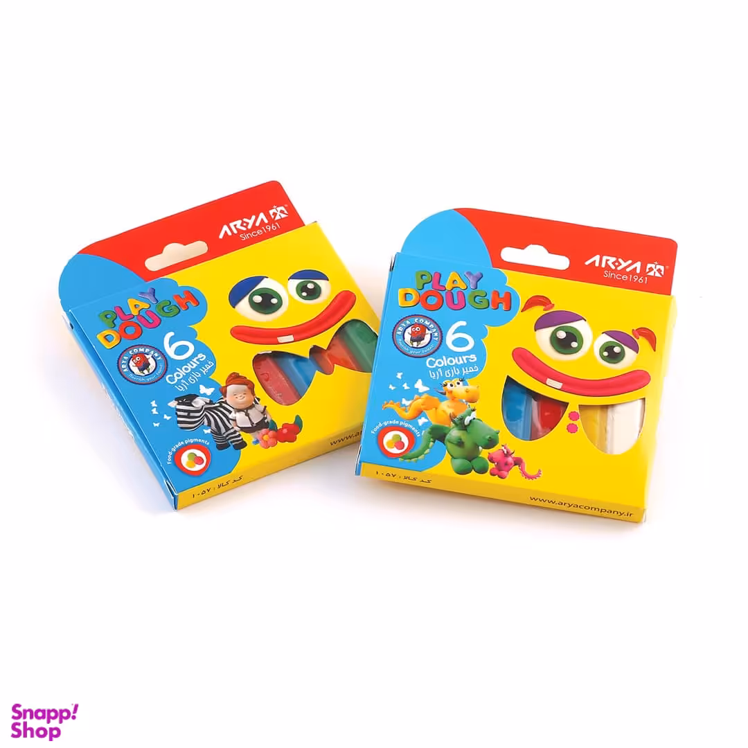 خمیربازی 6 رنگ جعبه مقوایی آریا (arya)