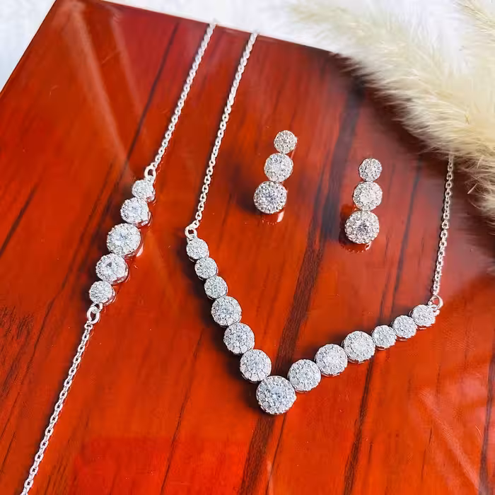 سرویس نقره با روکش طلا سفید  کد 11