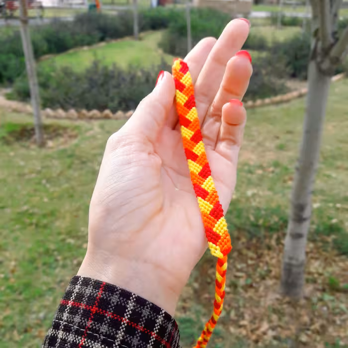 دستبند دوستی دستبافت - طرح 3 رنگ - رنگبندی دلخواه