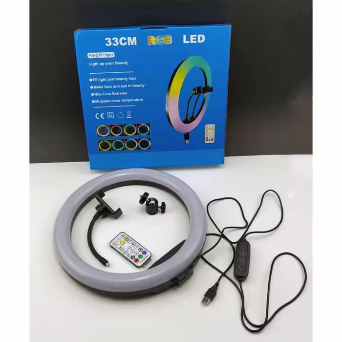 رینگ لایت RGB مدل RL-S13 با قطر 33 سانتی متر به همراه سه پایه 200 سانتی متری