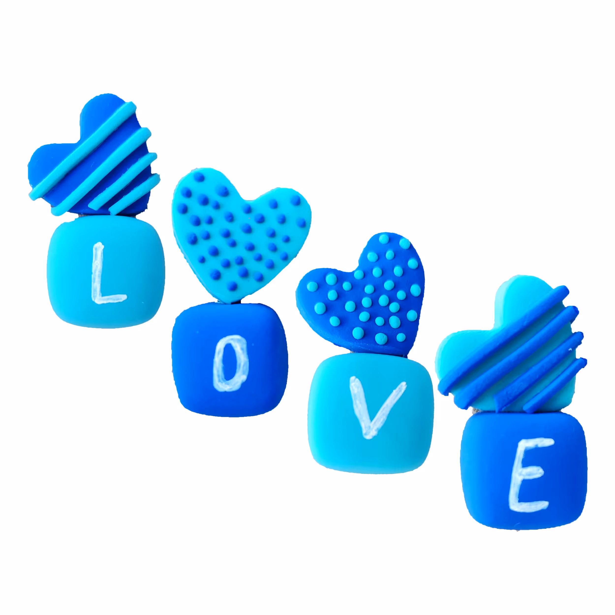 مگنت یخچال قلب و مکعب ( love ) کد MK118 مجموعه 4 عددی - رنگ فیروزه ای  و آبی