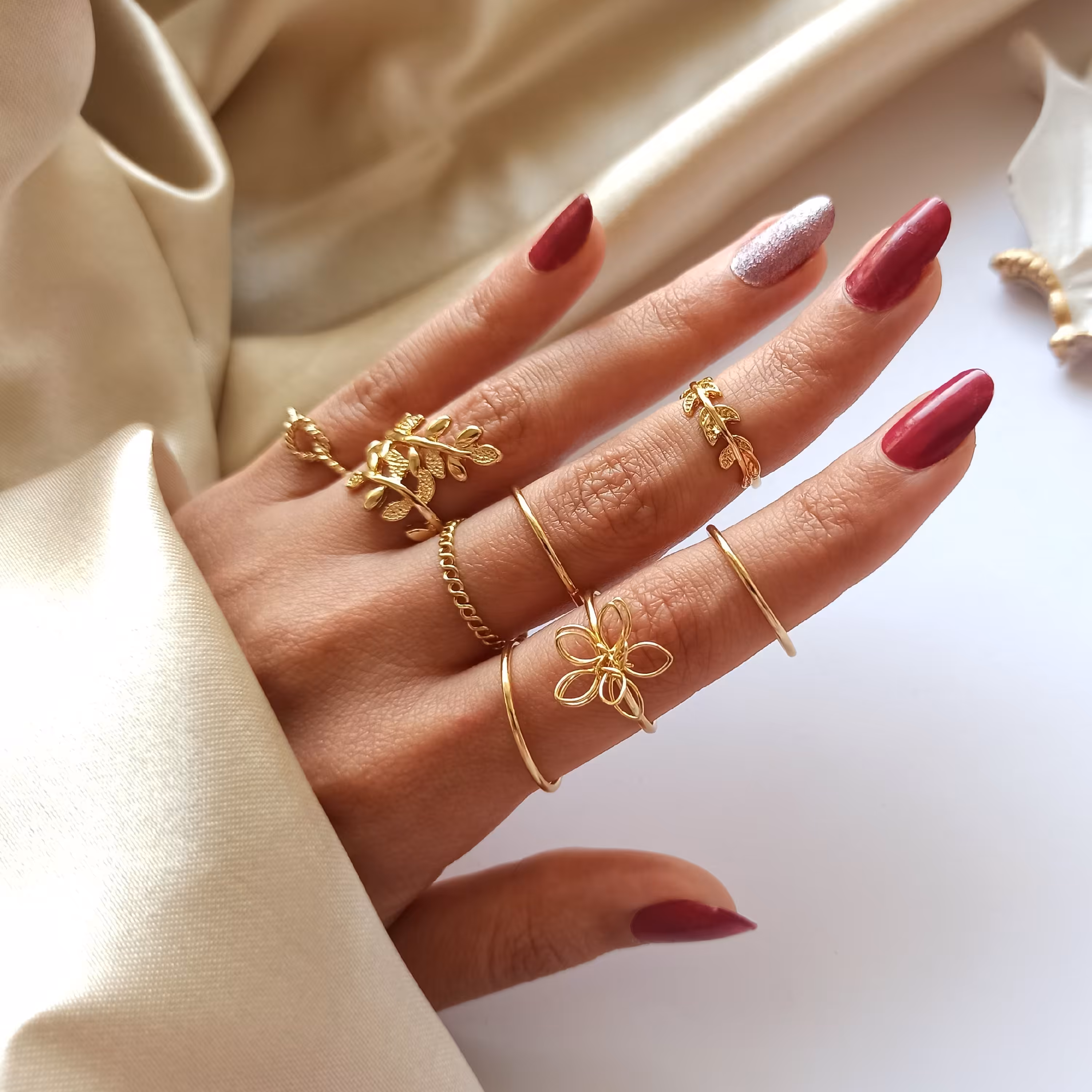 پک انگشتر گل و خوشه(بدلیجات)