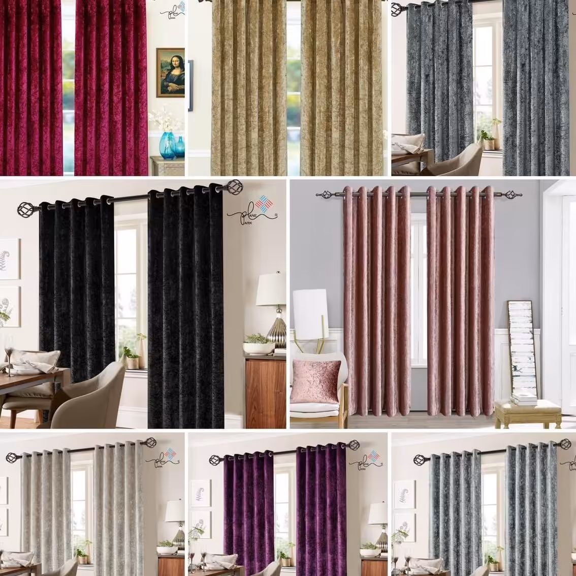 پرده پنل آماده مخمل شانل پانچ  فلزی رنگ بندی دو تکه ارسال یک روزه و رایگان