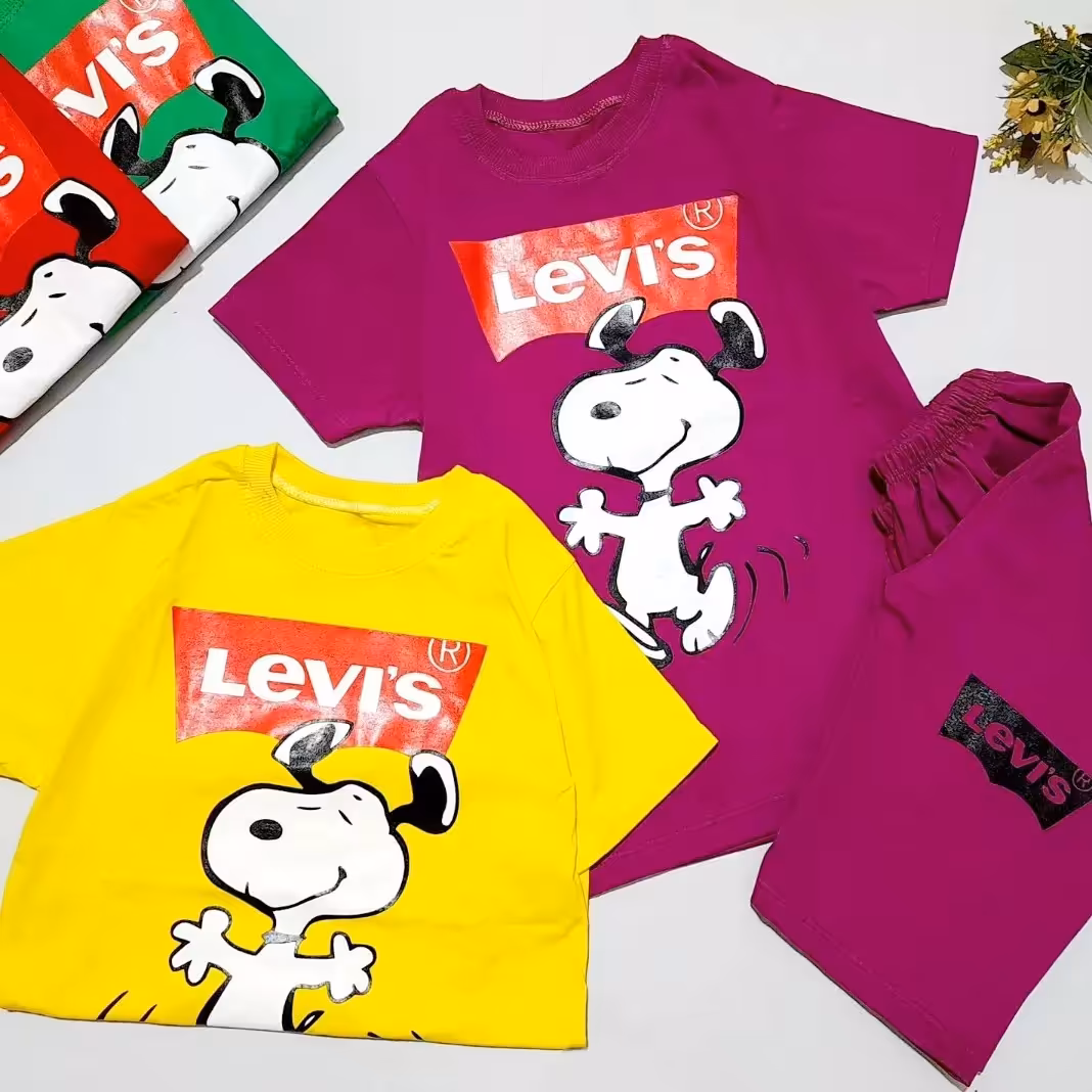 ست تیشرت وشلوارک اسنوپی   اسپورت  مناسب دختر وپسر      سایز 50 