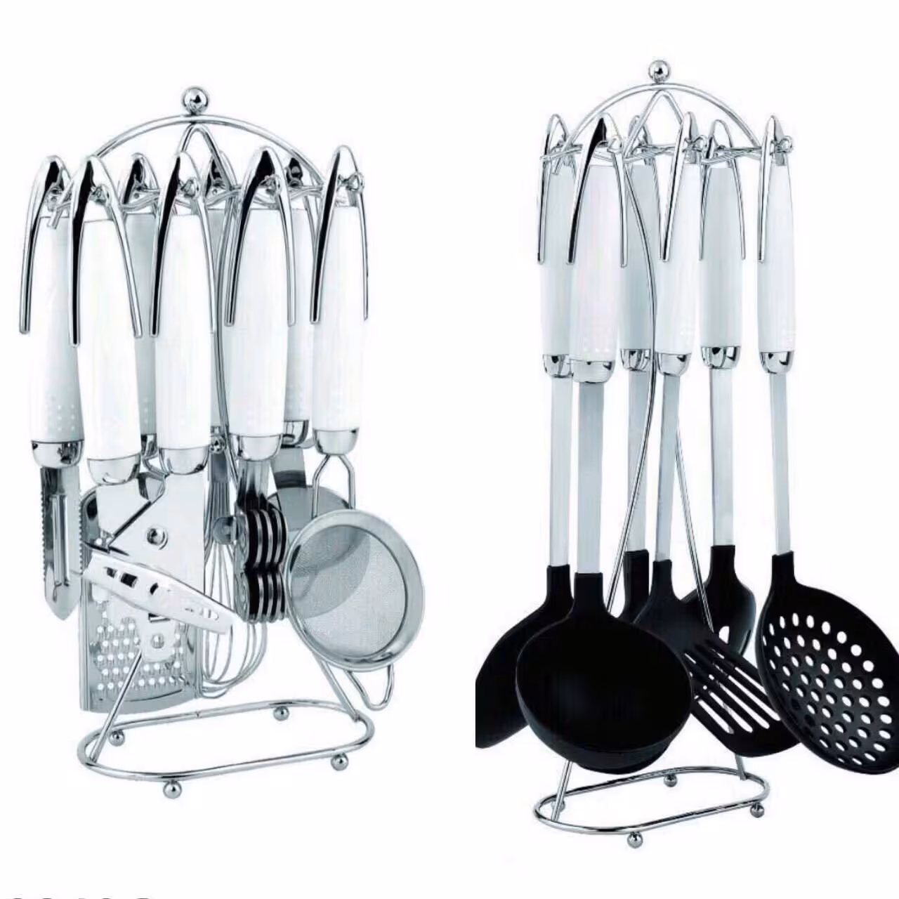 ست کفگیر و ملاقه ابزار  سیلیکونی درجه یک(سفید)