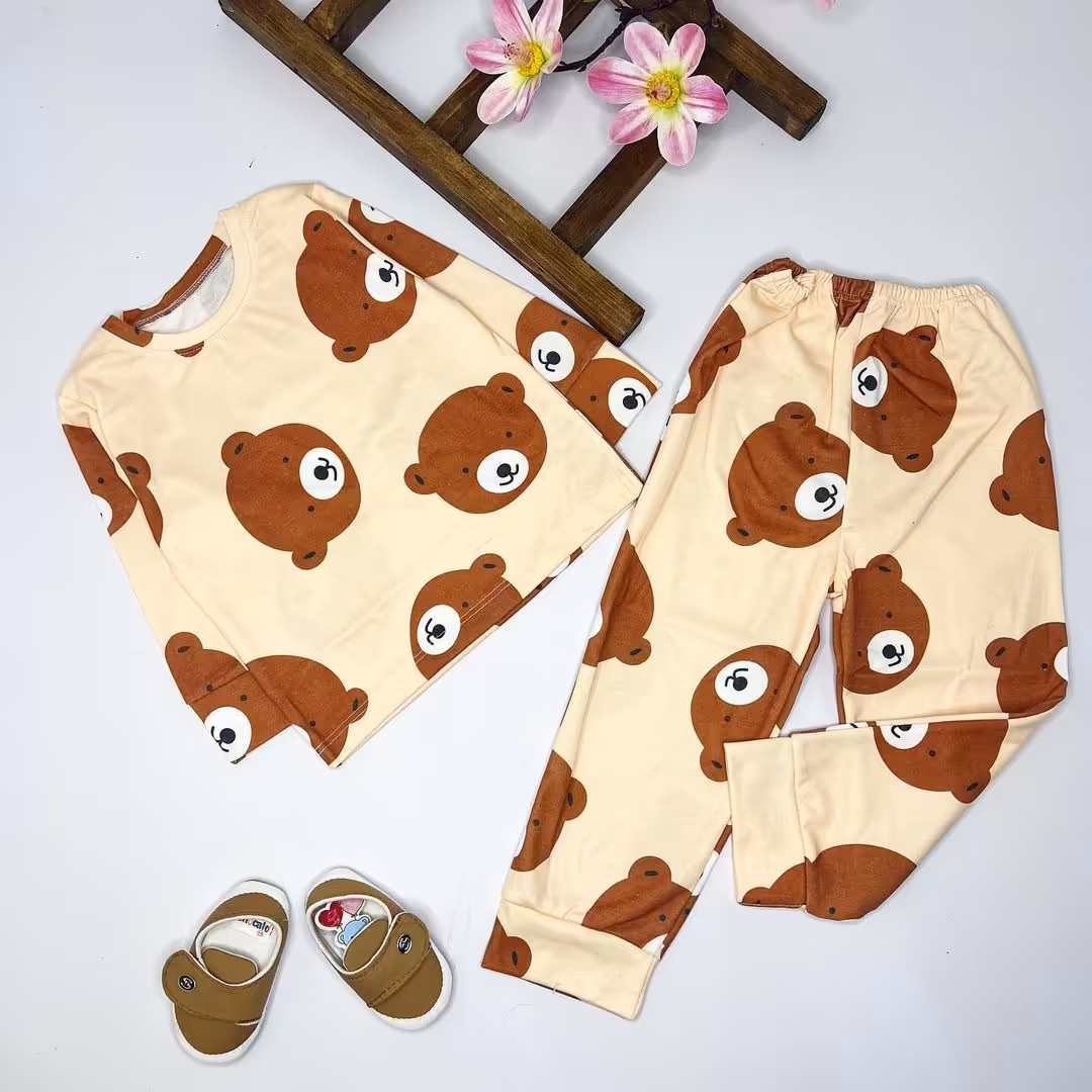 بلوز شلوار کله خرس قهوه ای پسرانه،جنس پنبه، مناسب تا حدود 5 سال