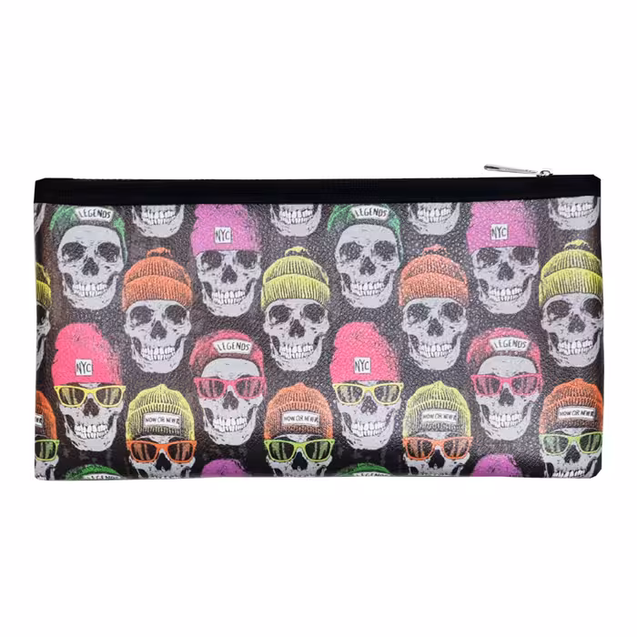 جامدادی و کیف لوازم آرایش چرم مصنوعی طرح جمجمه اسکلت