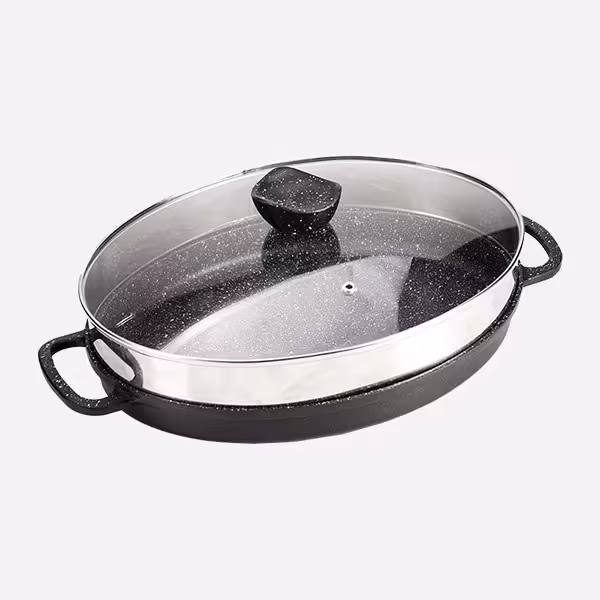 تابه چدن مدل angle (با درب شیشه ای)