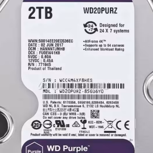 هارد دیسک اینترنال 2 ترابایت بنفش وسترن دیجیتال با گارانتی برسان سیستم