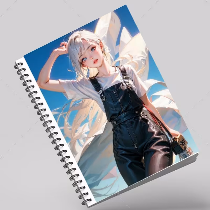 دفتر سیمی طرح دختر مونقره ای 02