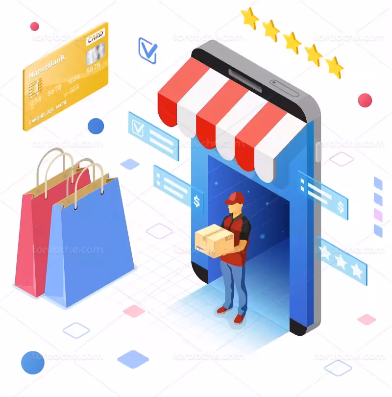 وکتور خرید آنلاین رنگی خلاقانه | گرافیک با طعم تربچه