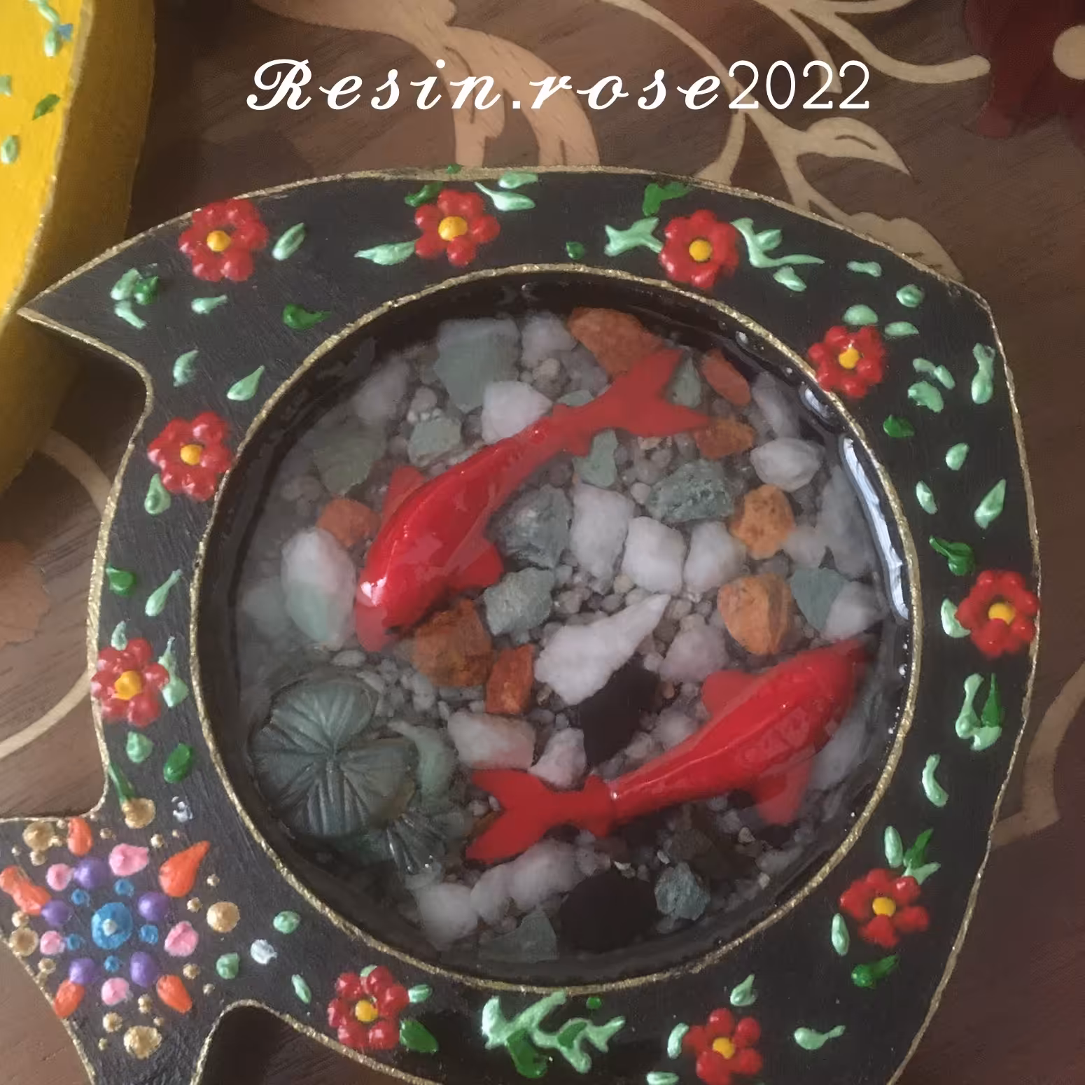 ماهی هفت سین مشکی رزین و چوب